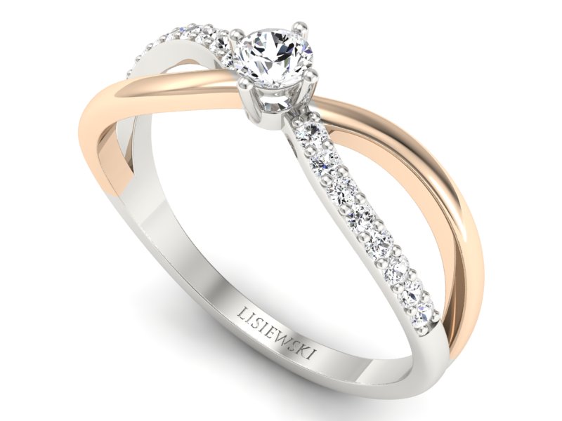 Pierścionek z diamentami różowe i białe złota - p16068bbc - 3