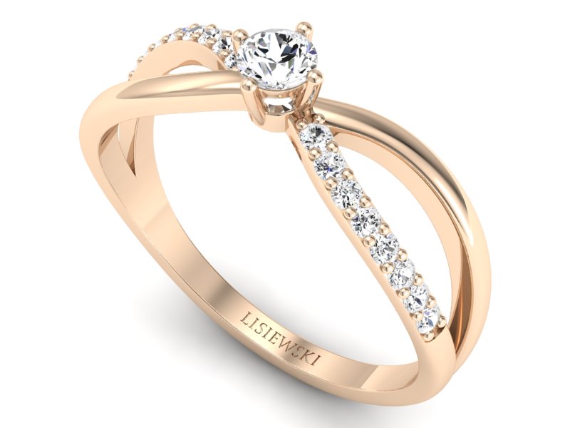 Pierścionek zaręczynowy z brylantami różowe złoto - p16068c - 3