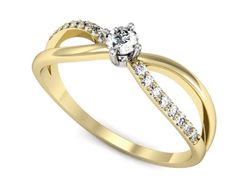 Pierścionek z diamentami żółte i białe złoto 585 - p16068zb