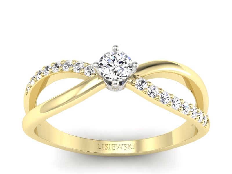 Pierścionek z diamentami żółte i białe złoto - p16068zb - 1