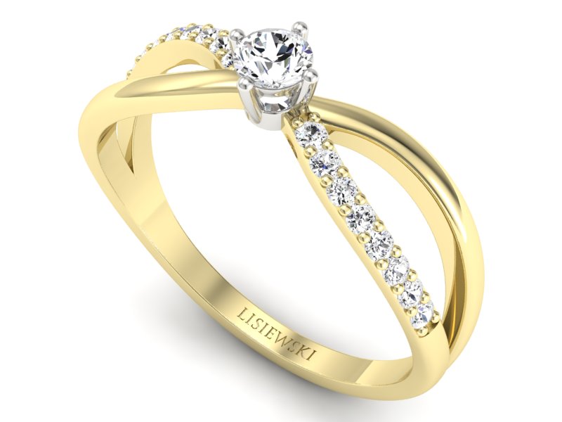 Pierścionek z diamentami żółte i białe złoto - p16068zb - 3