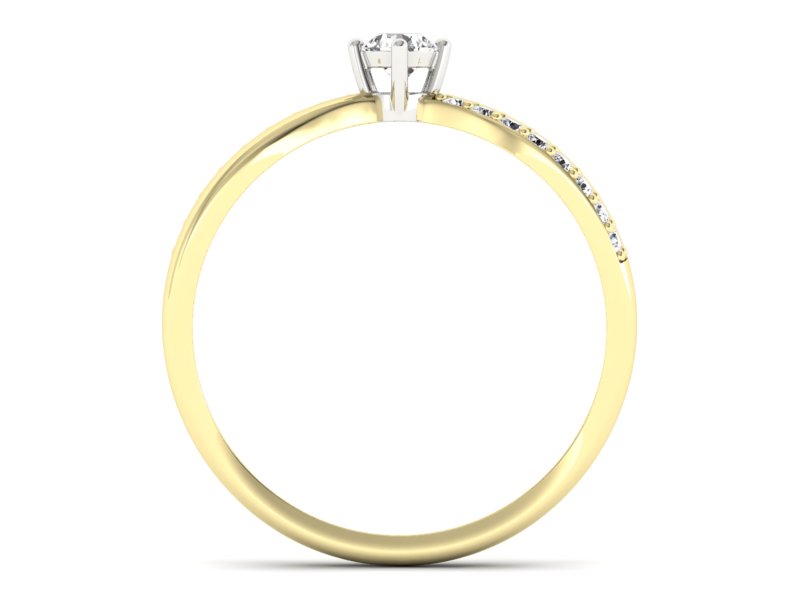 Pierścionek z diamentami żółte i białe złoto - p16068zb - 2