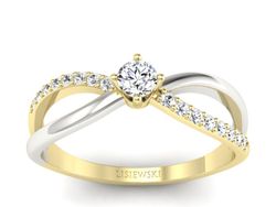 Złoty pierścionek zaręczynowy z brylantami - p16068zzb