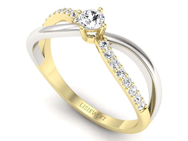 Złoty pierścionek zaręczynowy z brylantami - p16068zzb - 3