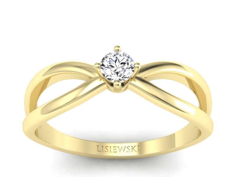 Pierścionek zaręcznynowy z diamentami żółte złoto - p16069z - 1