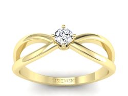 Pierścionek zaręcznynowy z diamentami żółte złoto - p16069z