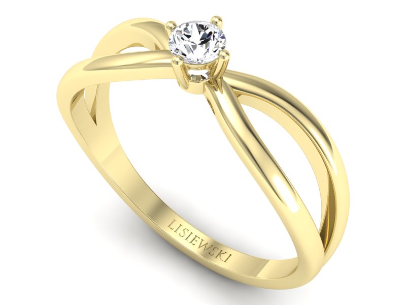 Pierścionek zaręcznynowy z diamentami żółte złoto - p16069z - 3