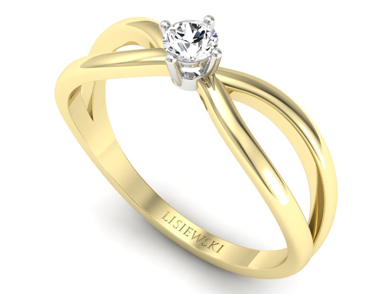 Złoty pierścionek zaręczynowy z brylantem - p16069zb - 3