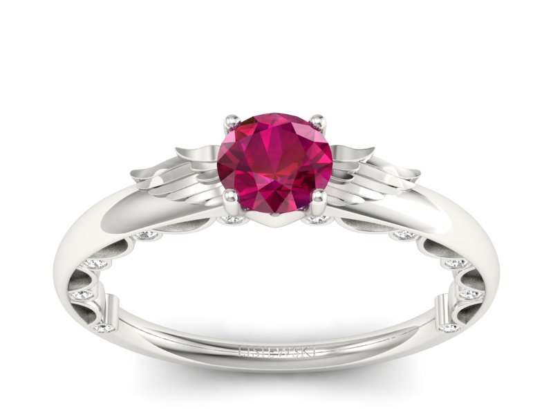 Pierścionek z rubinem i brylantami złoto 585 - p16073br - 1