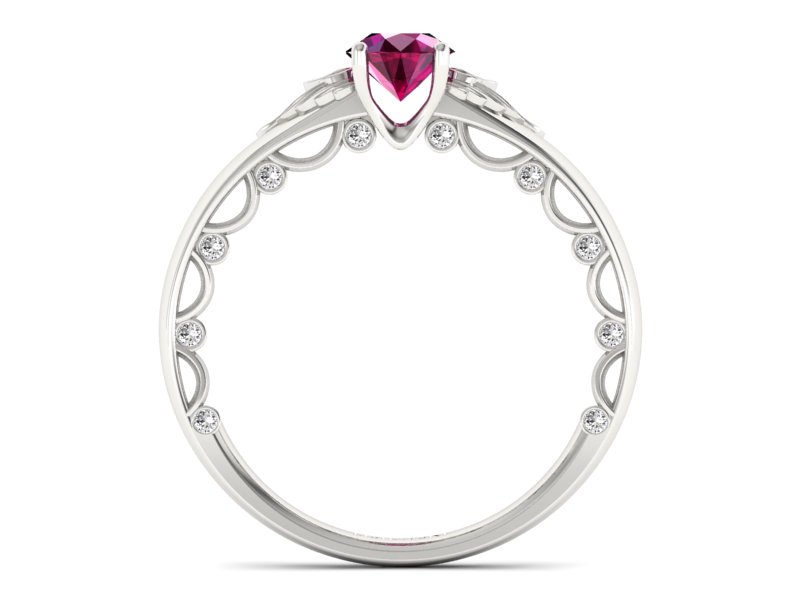 Pierścionek z rubinem i brylantami złoto 585 - p16073br - 2