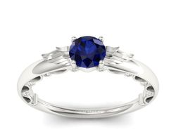 Pierścionek z szafirem i brylantami białe złoto - p16073bsz