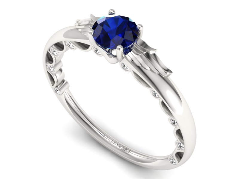 Pierścionek z szafirem i brylantami białe złoto - p16073bsz - 3