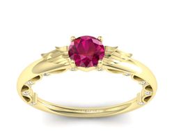 Pierścionek z rubinem i brylantami złoto 585 - p16073zr