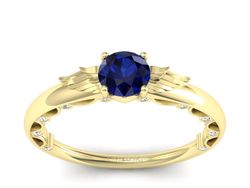 Złoty Pierścionek z szafirem i brylantami - p16073zsz
