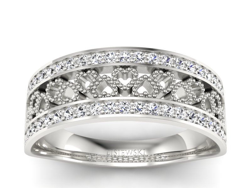 Pierscionek Obrączka z brylantami białe złoto 585 - p16077b - 1