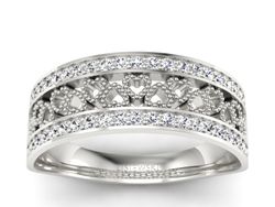 Pierscionek Obrączka z brylantami białe złoto 585 - p16077b