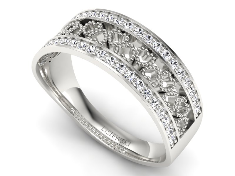 Pierscionek Obrączka z brylantami białe złoto 585 - p16077b