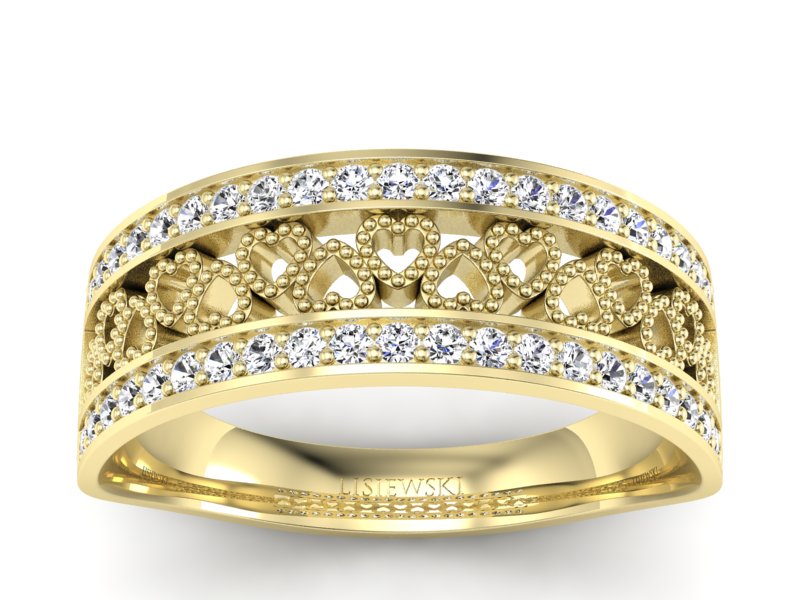 Obrączka z brylantami żółte złoto próba 585 - p16077z - 1