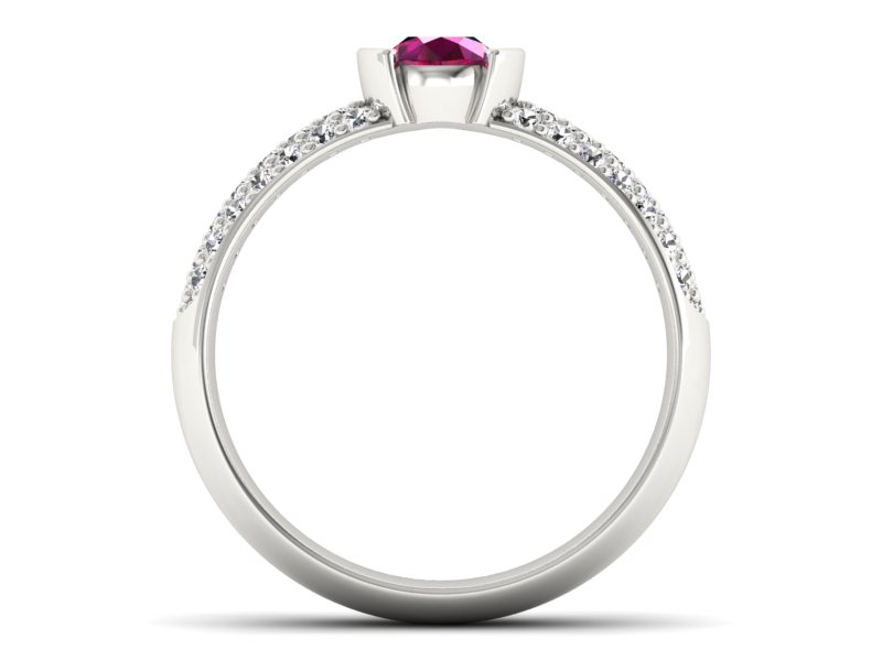 Pierścionek białe złoto z rubinem i brylantami - p16078br - 2