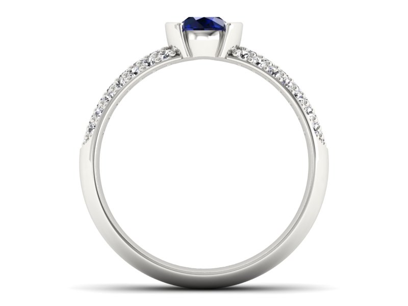 Pierścionek z szafirem i brylantami białe złoto - p16078bsz - 2