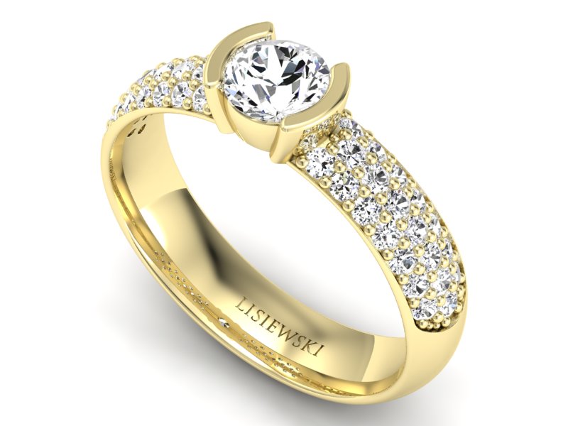 Złoty Pierścionek z brylantami żółte złoto 585 - p16078z - 3