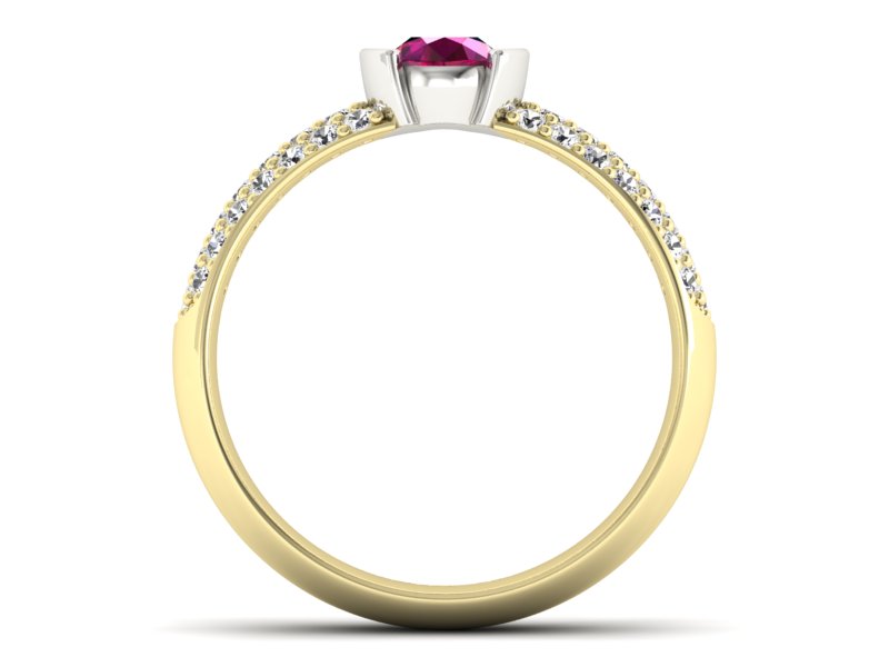 Pierścionek z rubinem i diamentami złoto 585 - p16078zbr - 2