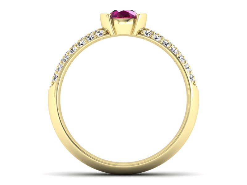 Pierścionek z rubinem i brylantami złoto 585 - p16078zr - 2