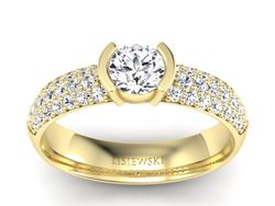 Pierścionek z szafirem i brylantami zloto 585 - p16078zszb
