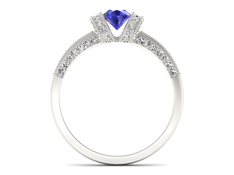 Złoty Pierścionek z szafirem i brylantami zloty - p16079bszc - 2