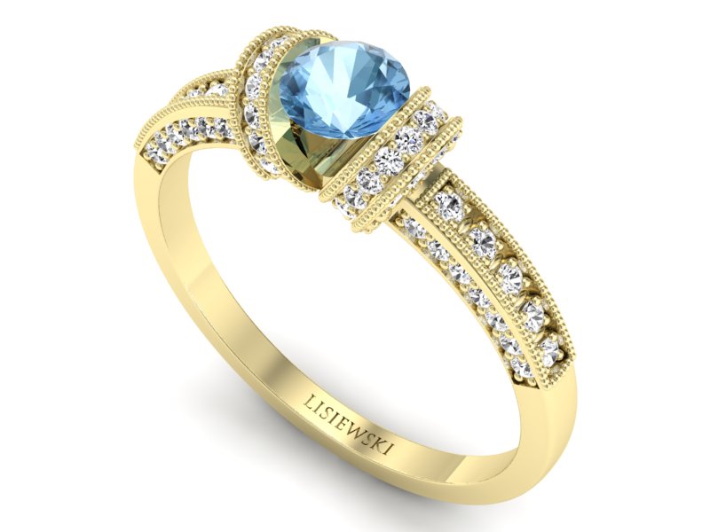 Złoty Pierścionek z topazem i brylantami 585 - p16079za - 3