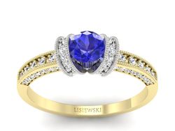 Pierścionek z szafirem i diamentami złoto 585 - p16079zbszc