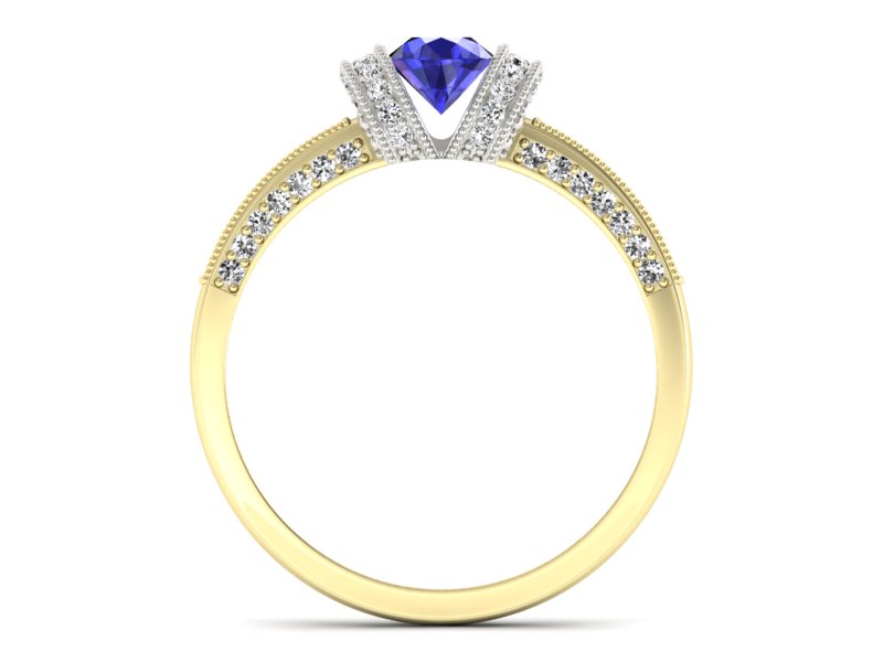 Pierścionek z szafirem i diamentami złoto 585 - p16079zbszc - 2