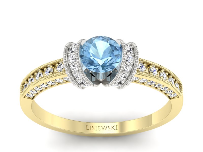 Złoty Pierścionek z topazem i brylantami 585 - p16079zbto - 1