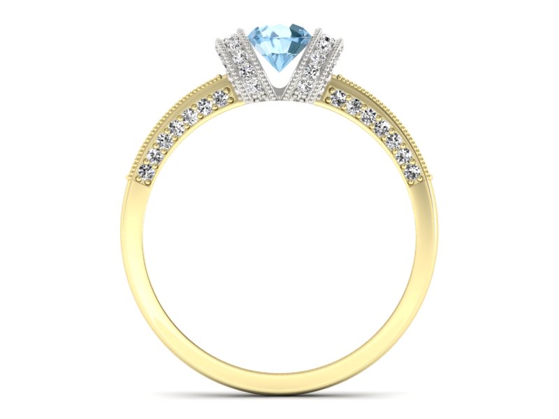 Złoty Pierścionek z topazem i brylantami 585 - p16079zbto - 2