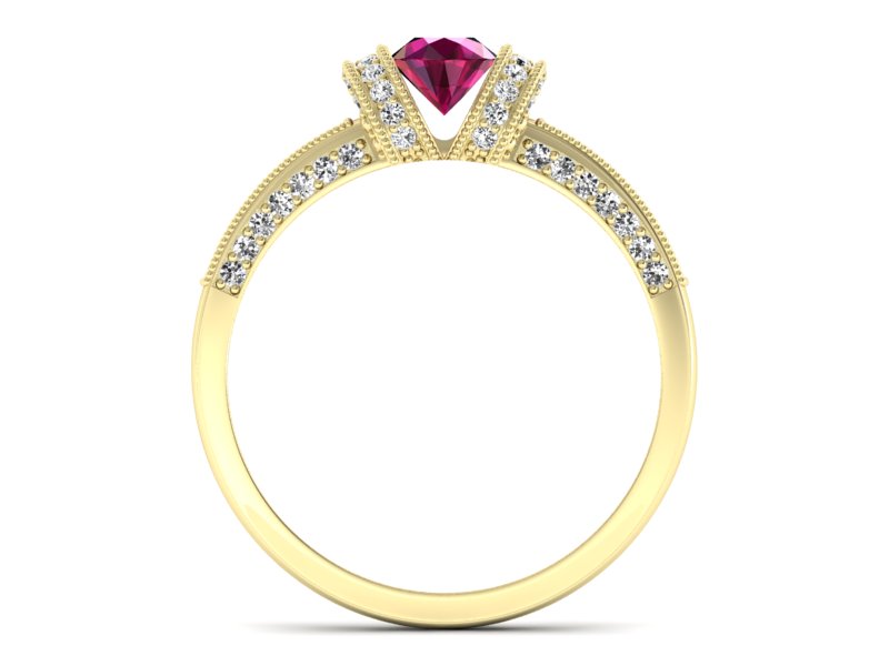 Pierścionek z rubinem i brylantami złoto 585 - p16079zr - 2
