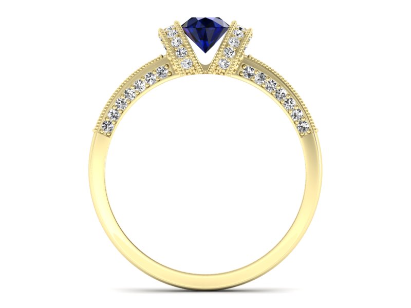 Pierścionek zaręczynowy z szafirem i brylantami - p16079zs - 2