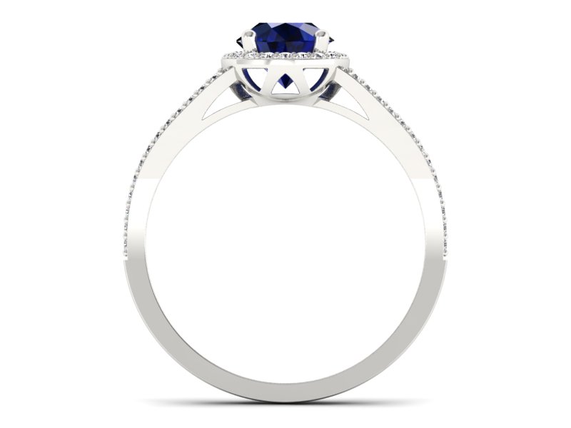 Pierścionek z szafirem i brylantami białe złoto - p16081bsz - 2