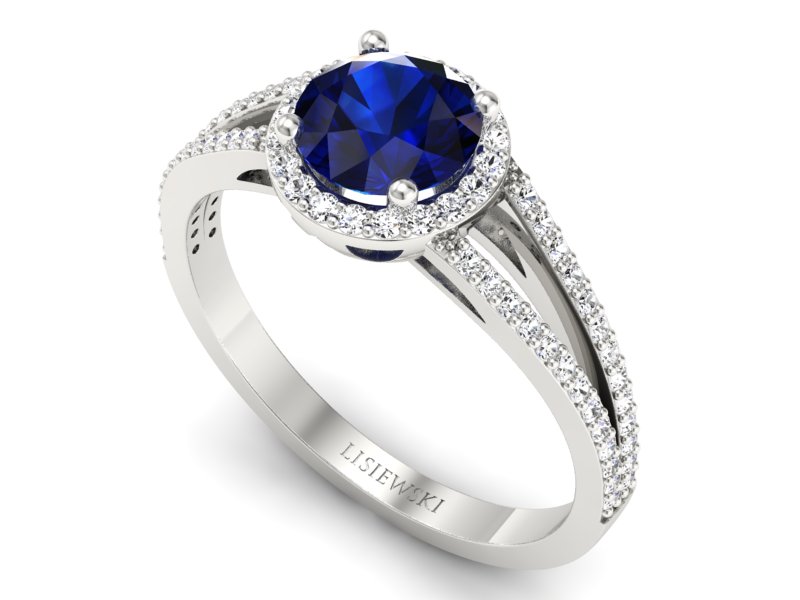 Pierścionek z szafirem i brylantami białe złoto - p16081bsz - 3