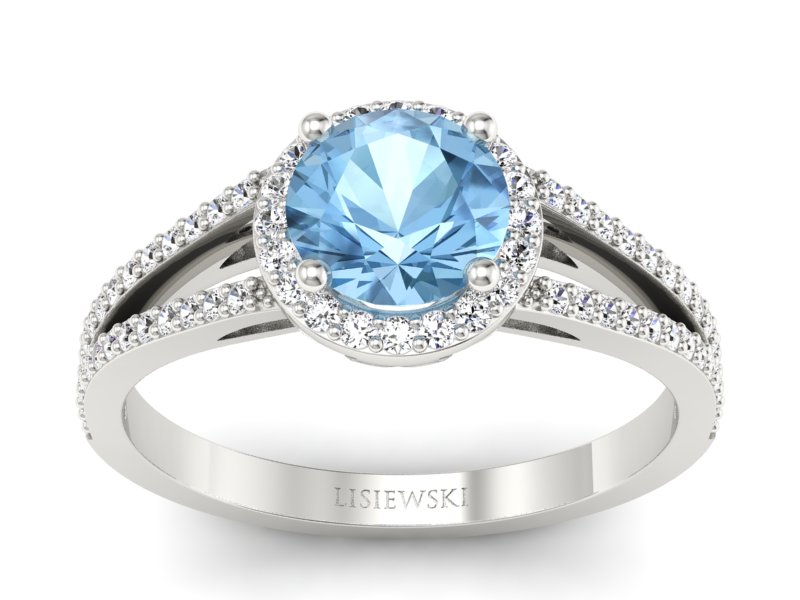 Złoty Pierścionek z topazem i brylantami - p16081bto - 1