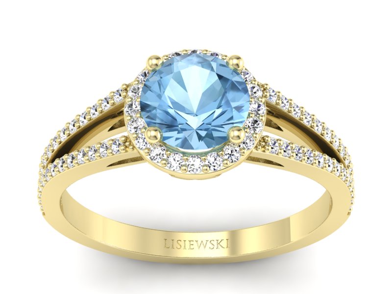 Złoty Pierścionek z topazem i brylantami 585 - p16081za - 1