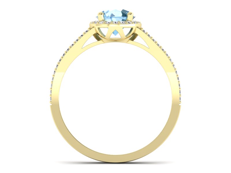 Złoty Pierścionek z topazem i brylantami 585 - p16081za - 2