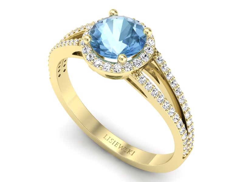 Złoty Pierścionek z topazem i brylantami 585 - p16081za - 3