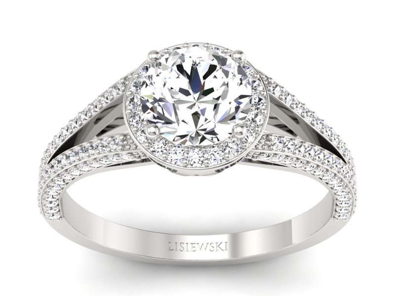 Pierścionek zaręczynowy z brylantami białe złoto - p16082b - 1