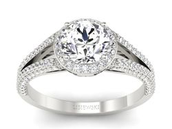 Pierścionek zaręczynowy z brylantami białe złoto - p16082b