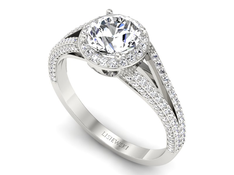 Pierścionek zaręczynowy z brylantami białe złoto - p16082b - 3