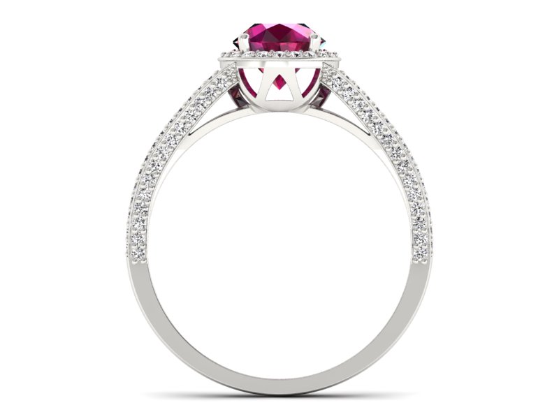 Pierścionek z rubinem i brylantami białe złoto - p16082br - 2