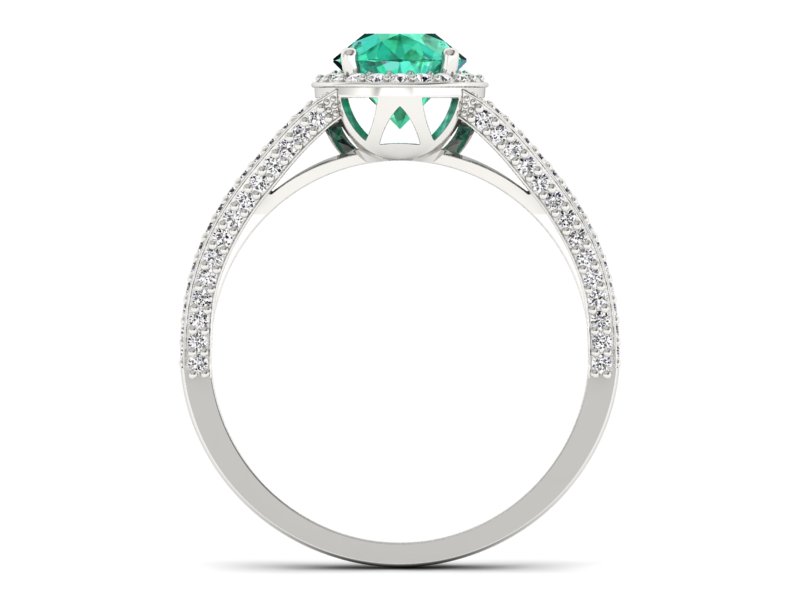 Złoty pierścionek ze szmaragdem i brylantami - p16082bsm - 2