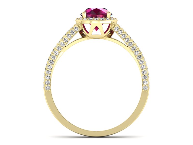 Pierścionek z rubinem i brylantami złoto 585 - p16082zr