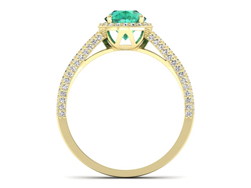 Złoty pierścionek ze szmaragdem i brylantami - p16082zsm - 2