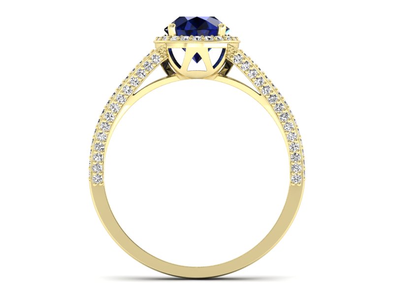 Złoty Pierścionek z szafirem i brylantami - p16082zsz